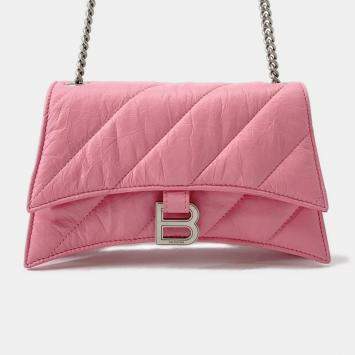 Pre Owned Balenciaga Crush XS Pink Leather Shoulder Bag