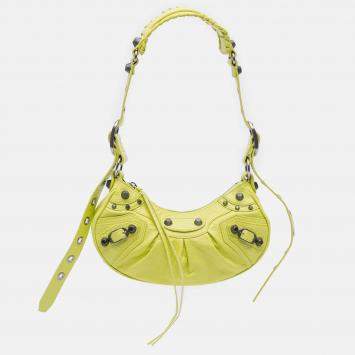 Pre Owned Balenciaga Yellow Lambskin Motocross Le Cagole XS