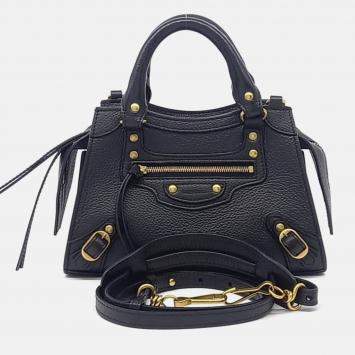 Pre Owned Balenciaga Black Leather Neo Classic Mini Top Handle