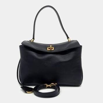 Pre Owned Balenciaga Black Leather Rodeo Small