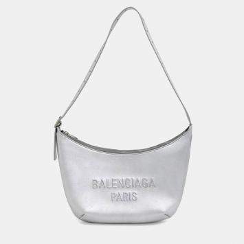 Pre Owned Balenciaga Silver Leather Mary Kate Sling Shoulder Bag