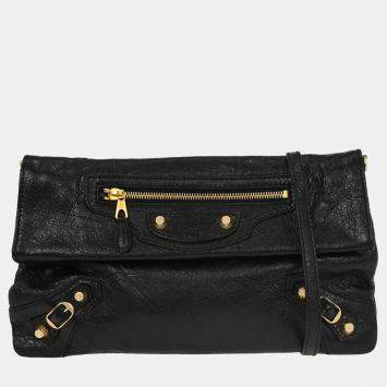 Pre Owned Balenciaga Black Giant Envelope Clutch Bag