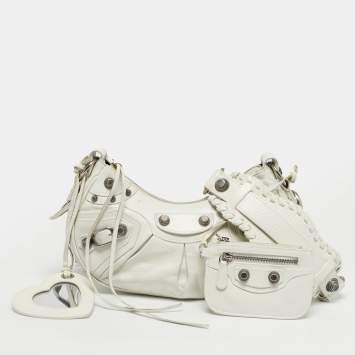 Pre Owned Balenciaga White Leather XS Le Cagole Shoulder Bag