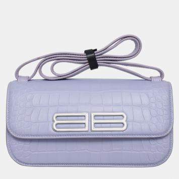 Pre Owned Croco Embossed Small Gossip Shoulder Bag