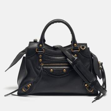 Pre Owned Balenciaga Black Leather Small Neo Classic Tote