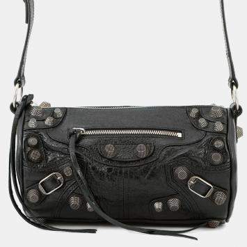 Pre Owned Balenciaga Le Cagoule Cylinder Shoulder Bag Black Leather