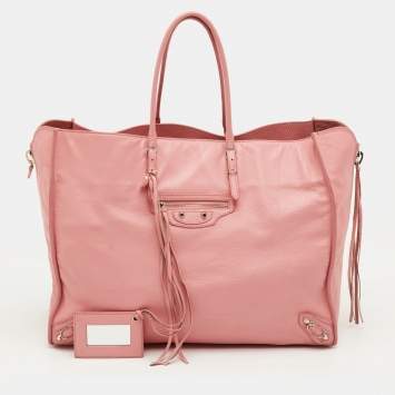 Pre Owned Balenciaga Papier A4 Pink Leather Tote