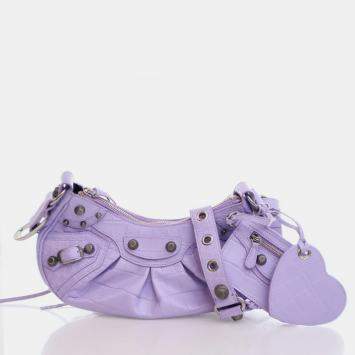 مملوكة مسبقًا Balenciaga Purple Embossed Crocodile Le Cagole XS