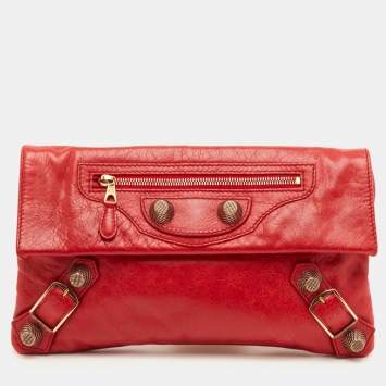 Pre Owned Balenciaga Classic Envelope Medium Red Leather Giant 21 RGH Clutch