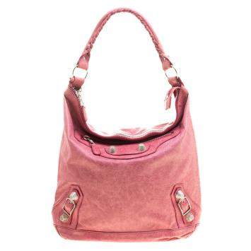 Pre Owned Balenciaga Rose Leather Classic Day RGGH Hobo