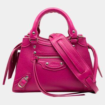 Pre Owned حقيبة بالنسياجا نيو كلاسيك سيتي موتوكروس صغيرة جلد العجل محبب زهري