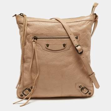 Pre Owned Balenciaga Classic Pink Leather Crossbody Bag