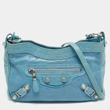 Pre Owned Balenciaga Classic Hip Blue Leather Shoulder Bag
