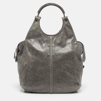 مملوكة مسبقًا Balenciaga Ring Handle Grey Leather Hobo