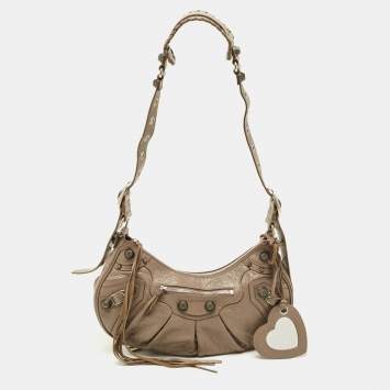 Pre Owned Balenciaga Le Cagole Small Beige Leather Shoulder Bag