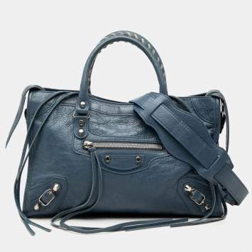 Pre Owned حقيبة بالنسياجا موتوكروس كلاسيك سيتي جلد حمل صغير أزرق