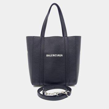 Pre Owned حقيبة بالنسياجا جلد أسود كل يوم حجم أصغر من صغير جدًا