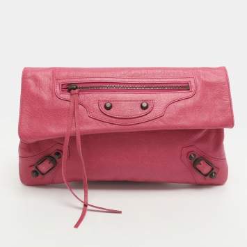 مملوكة مسبقًا Balenciaga Envelope Pink Leather RH Clutch