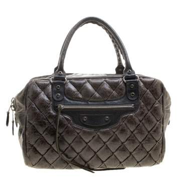 مملوكة مسبقًا Balenciaga Anthracite Quilted Chevre Leather Satchel
