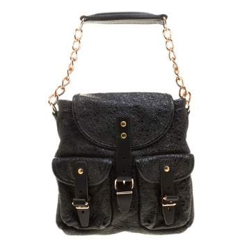 Pre Owned Balenciaga Black Textured Leather Mini Sac Bag