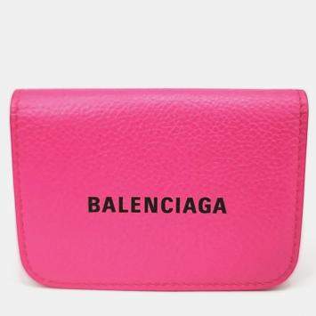 Pre Owned Balenciaga Everyday Pink Leather Wallet (593813)