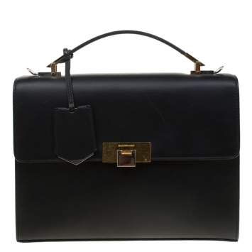 Pre Owned Balenciaga Black Leather Le Dix Shoulder Bag