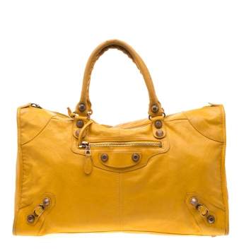 Pre Owned Balenciaga Mangue Leather Giant 21 Rose Gold hardware Work Tote