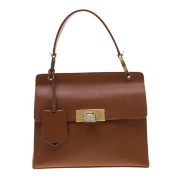 Pre Owned Balenciaga Brown Leather Le Dix Cartable Top Handle Bag