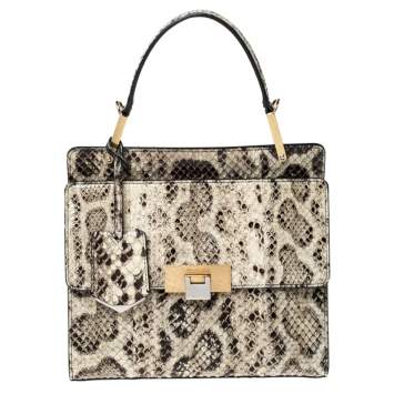Pre Owned Balenciaga Cream Python Le Dix Cartable S Top Handle Bag