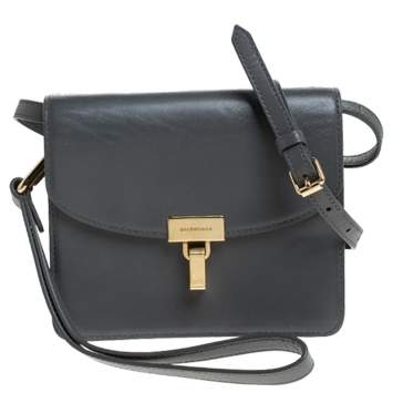 Pre Owned Balenciaga Grey Leather Lock AJ Crossbody Bag