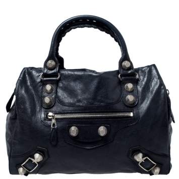 Pre Owned Balenciaga Black Leather Giant Hardware 21 Midday Bag