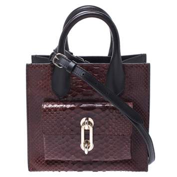 Pre Owned Balenciaga Black/Brown Python and Leather Mini Maillon All Afternoon Tote