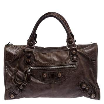 Pre Owned Balenciaga Brown Leather GSH Brogues Work Tote