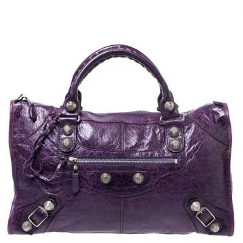 Pre Owned Balenciaga Violet Leather Giant 21 Work Tote