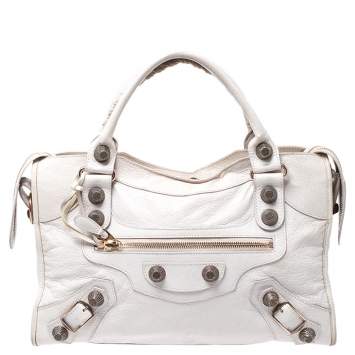 Pre Owned Balenciaga Ivory Leather RGGH City Bag
