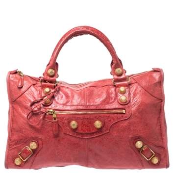Pre Owned Balenciaga Red Leather GGH Work Bag