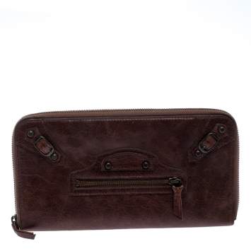 Pre Owned Balenciaga Dark Brown Leather Compagnon Wallet
