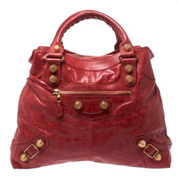Pre Owned Balenciaga Rouge Cardinal Leather GGH Brief Bag