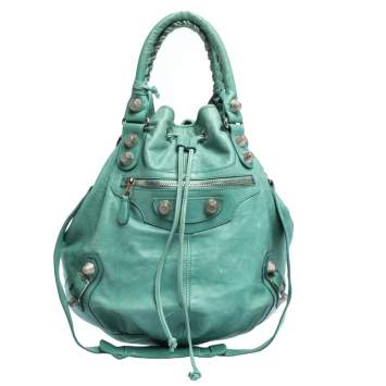 Pre Owned Balenciaga Papete Leather SGH 21 Pompon Hobo