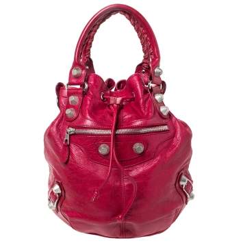 Pre Owned Balenciaga Sang Leather GGH 21 Pompon Hobo