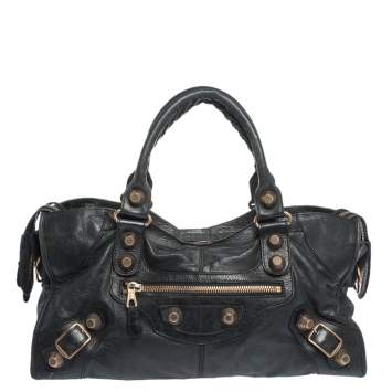 Pre Owned Balenciaga Black Leather Part Time GRH Tote