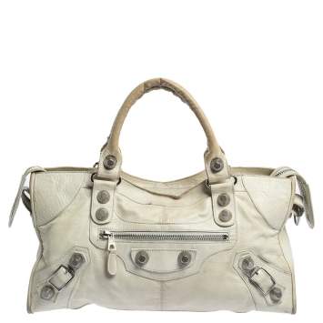 Pre Owned Balenciaga Beige Oryx Leather GSH Part Time Tote