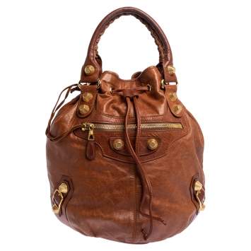 Pre Owned Balenciaga Automne Leather GGH Pompon Hobo