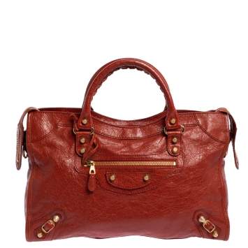 Pre Owned Balenciaga Vermillon Leather RH City Bag