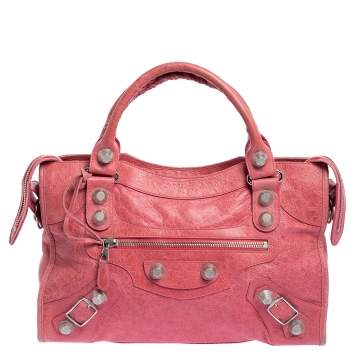 Pre Owned Balenciaga Rose Leather SGH City Tote