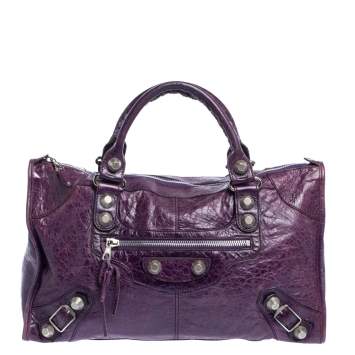 Pre Owned Balenciaga Grape Leather GSH Work Tote