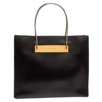 Pre Owned Balenciaga Black Leather Small Cable Shopper Tote