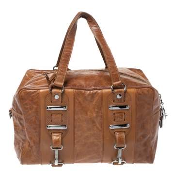 Pre Owned Balenciaga Brown Leather Perforated Hook Satchel