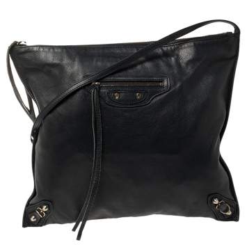 Pre Owned Balenciaga Bleu Obscur Leather Milkyway Papier Messenger Bag