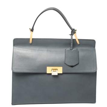 Pre Owned Balenciaga Ash Blue Leather Le Dix Cartable Top Handle Bag